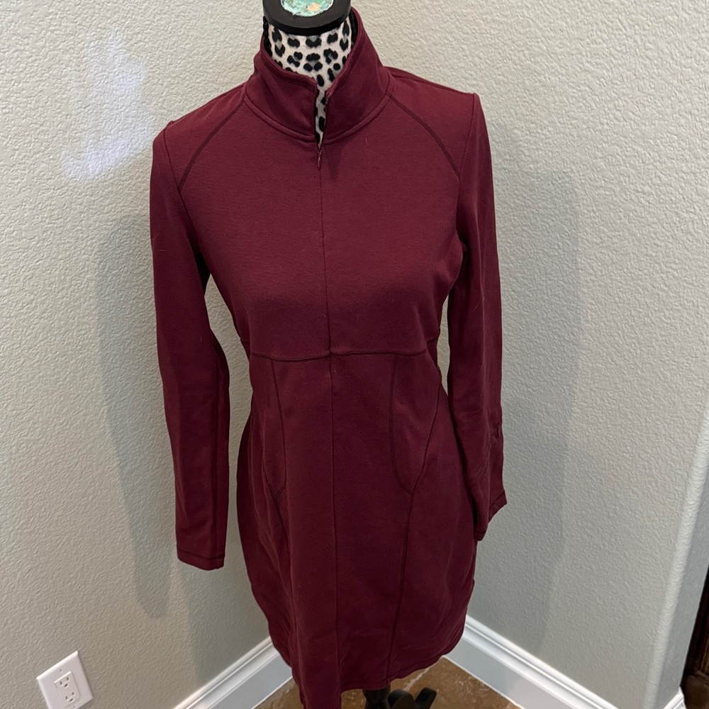 Athleta Burgundy Long Sleeve Dress